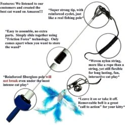Pet Fit For Life 2 Fish Feather Wand Cat Toy -Kong Sales 109324 PT6. AC SS1800 V1589320679
