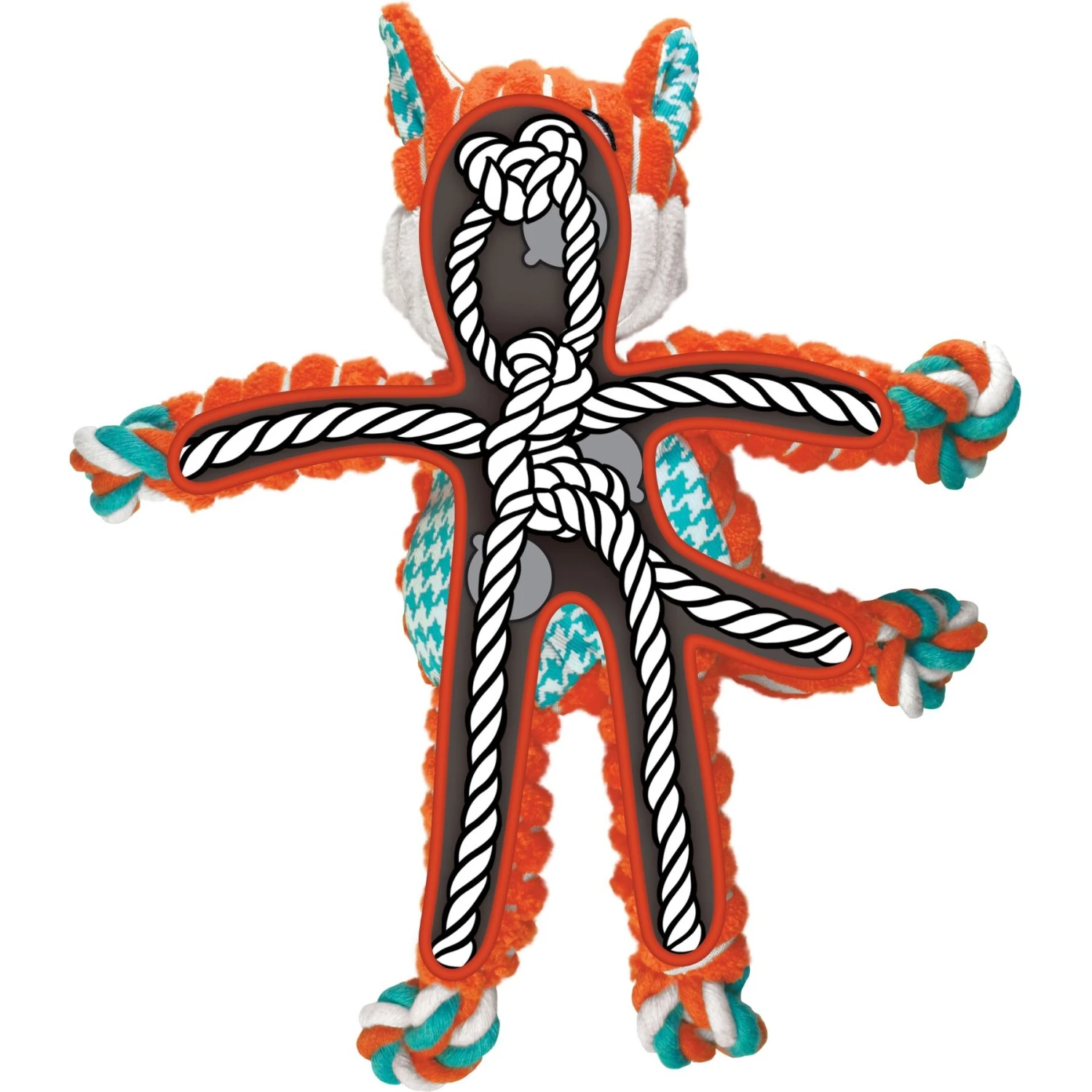 KONG Floppy Knots Dog Toy, Fox 4 KONG Floppy Knots Dog Toy, Fox - Image 4