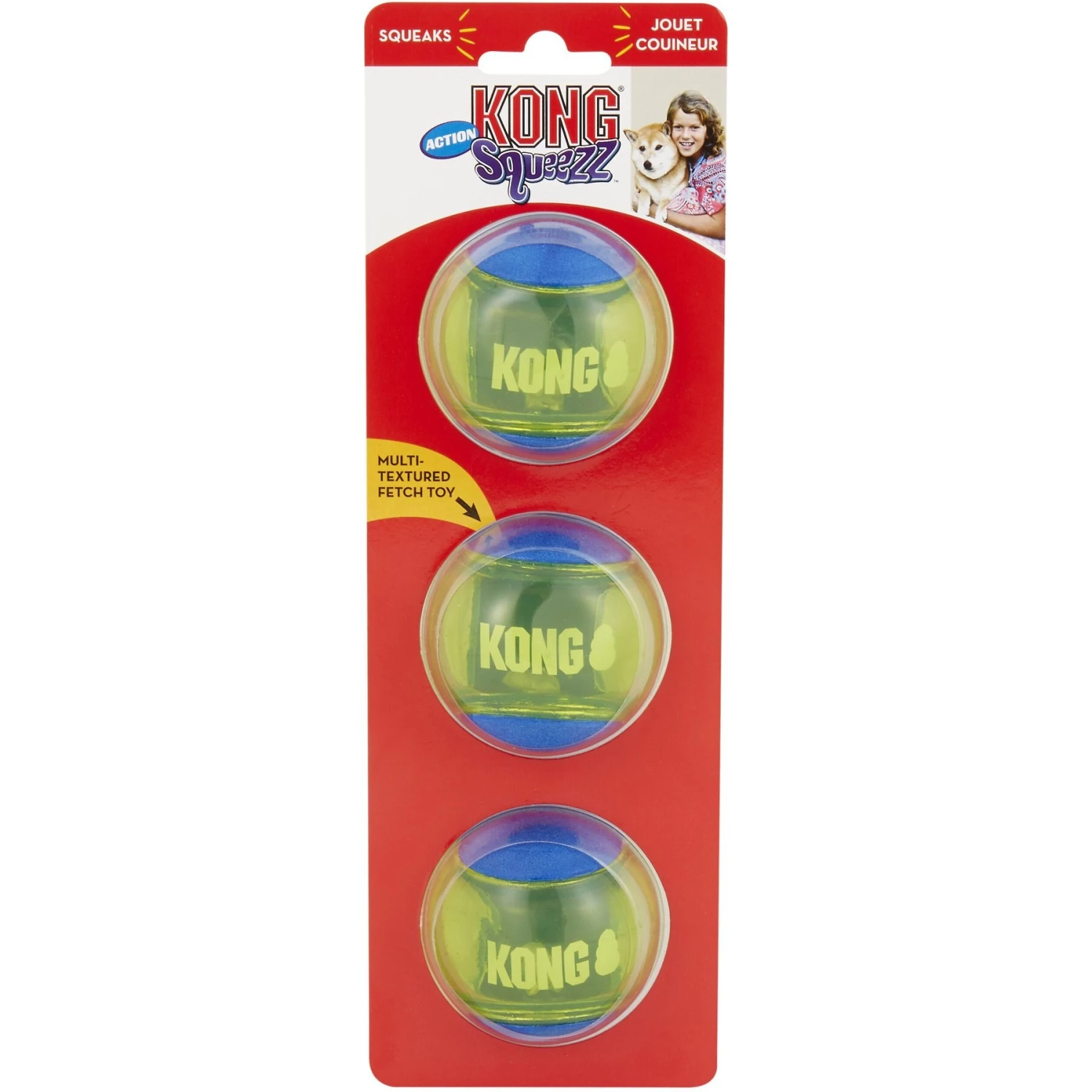 KONG Squeezz Action Ball Dog Toy 1 KONG Squeezz Action Ball Dog Toy