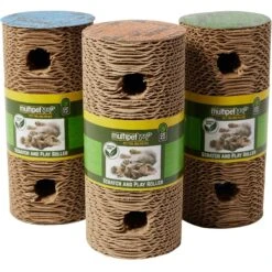 Multipet Cardboard Scratcher Roller Cat Toy With Catnip, 1 Count, Color Varies