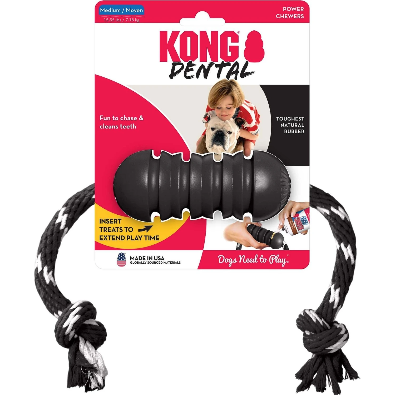 KONG Extreme Dental Dog Chew Toy With Rope 2 KONG Extreme Dental Dog Chew Toy With Rope - Image 2