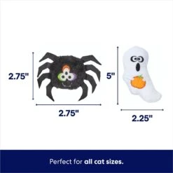 Frisco Halloween Spider & Ghost Plush Cat Toy With Catnip, 2 Count -Kong Sales 270315 PT1. AC SS1800 V1689876617