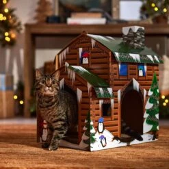 Frisco Holiday Log Cabin Cardboard Cat House -Kong Sales 287287 PT4. AC SS1800 V1695045245