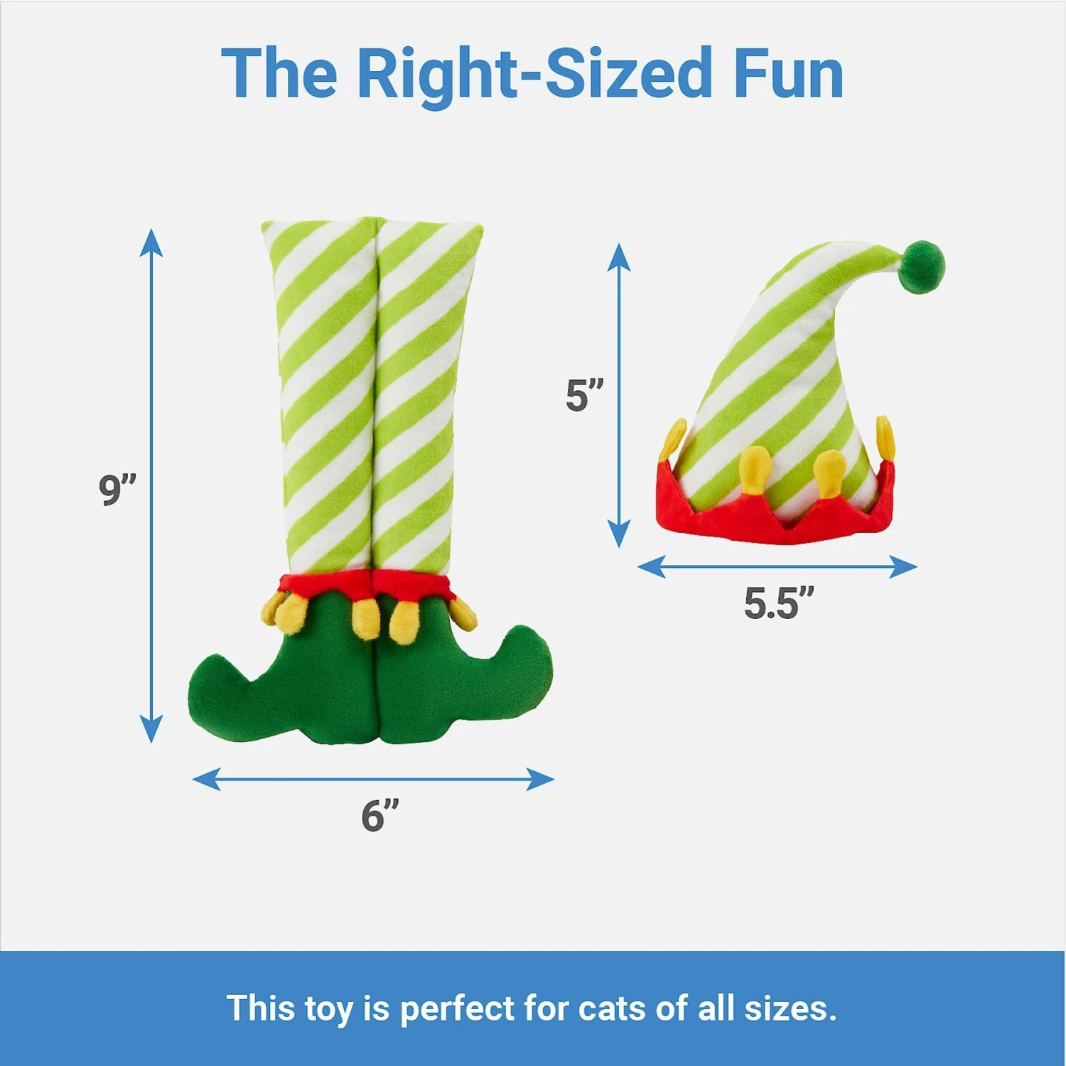 Frisco Holiday Elf Legs & Hat Plush Cat Toy With Catnip, 2 Count 2 Frisco Holiday Elf Legs & Hat Plush Cat Toy With Catnip, 2 Count - Image 2