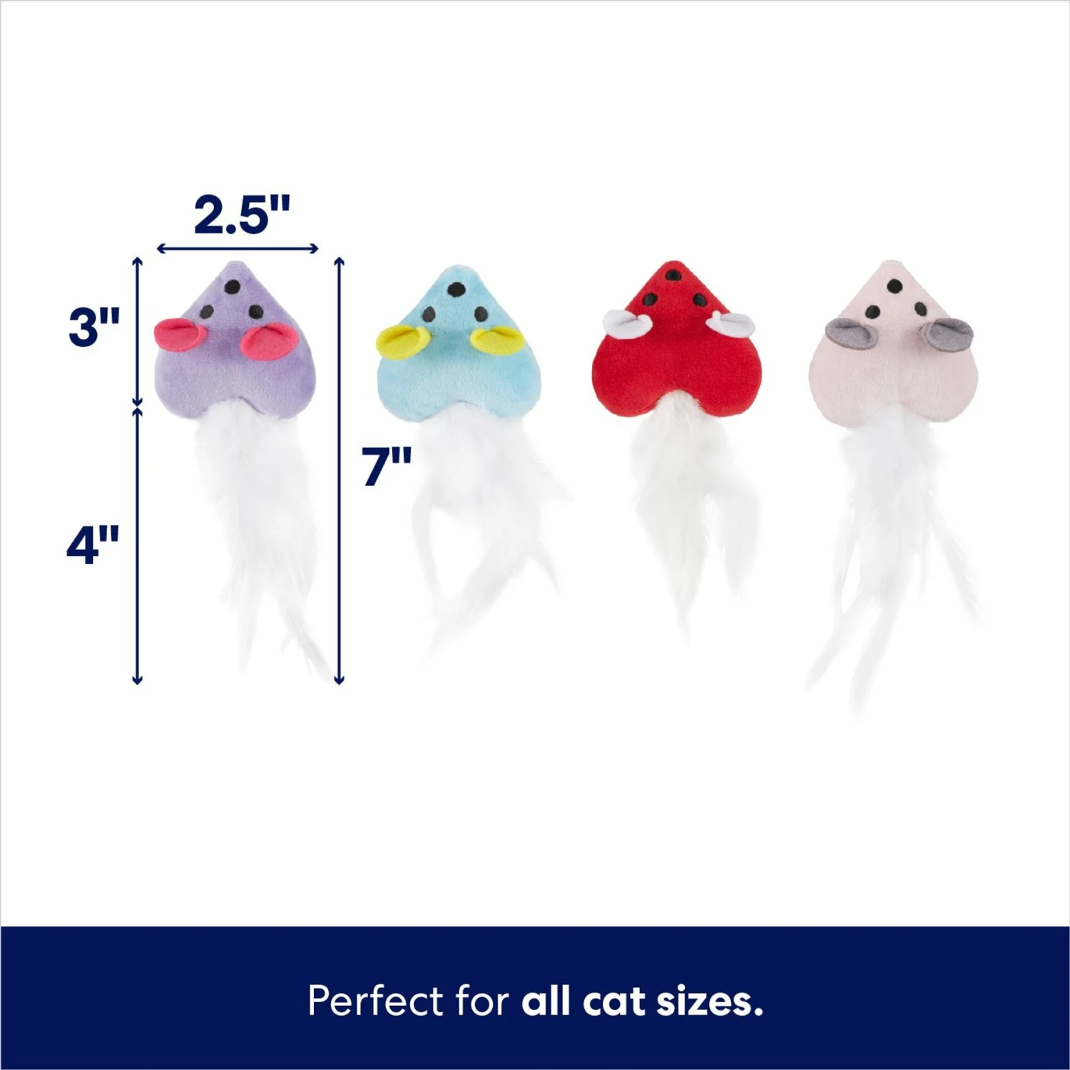 Frisco Valentine Heart Mice Plush Cat Toy With Catnip 2 Frisco Valentine Heart Mice Plush Cat Toy With Catnip - Image 2