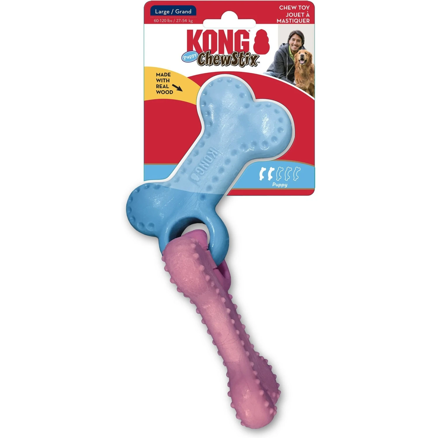 KONG ChewStix Puppy Linked Bones, Pink/Blue 4 KONG ChewStix Puppy Linked Bones, Pink/Blue - Image 4