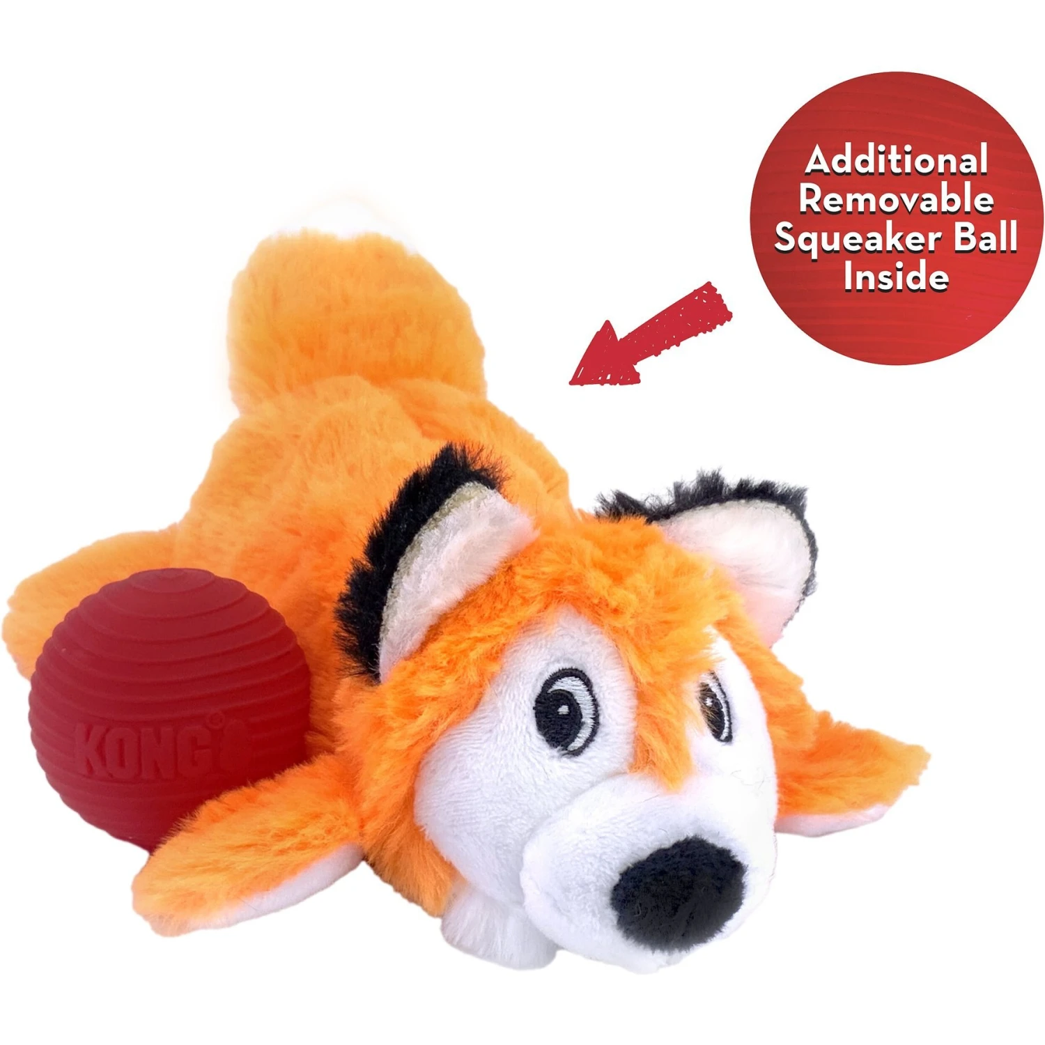 KONG Cozie Pocketz Fox Dog Toy, Orange 1 KONG Cozie Pocketz Fox Dog Toy, Orange