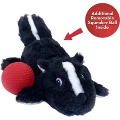 KONG Cozie Pocketz Skunk Dog Toy, Black/White