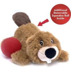 KONG Cozie Pocketz Beaver Dog Toy, Brown