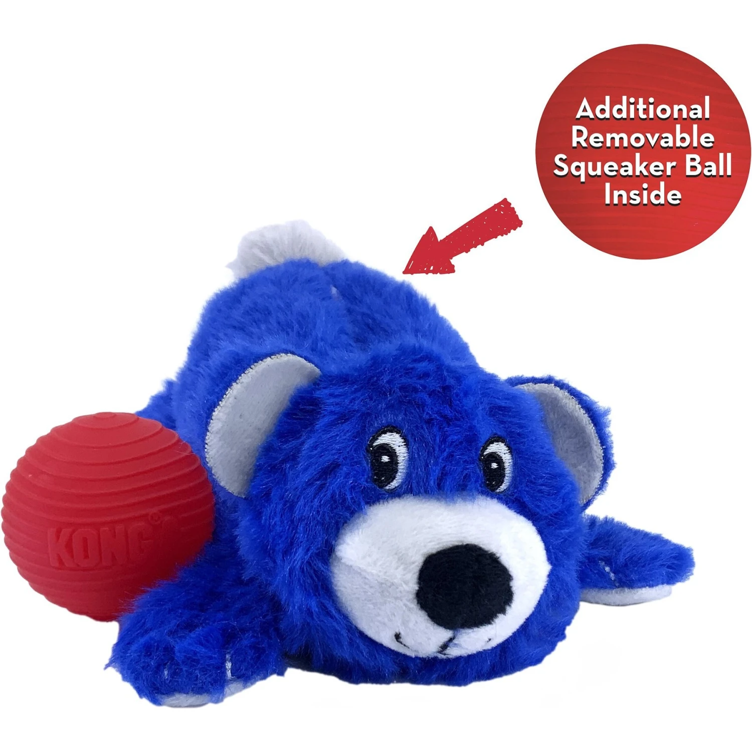 KONG Cozie Pocketz Bear Dog Toy, Grey 1 KONG Cozie Pocketz Bear Dog Toy, Grey