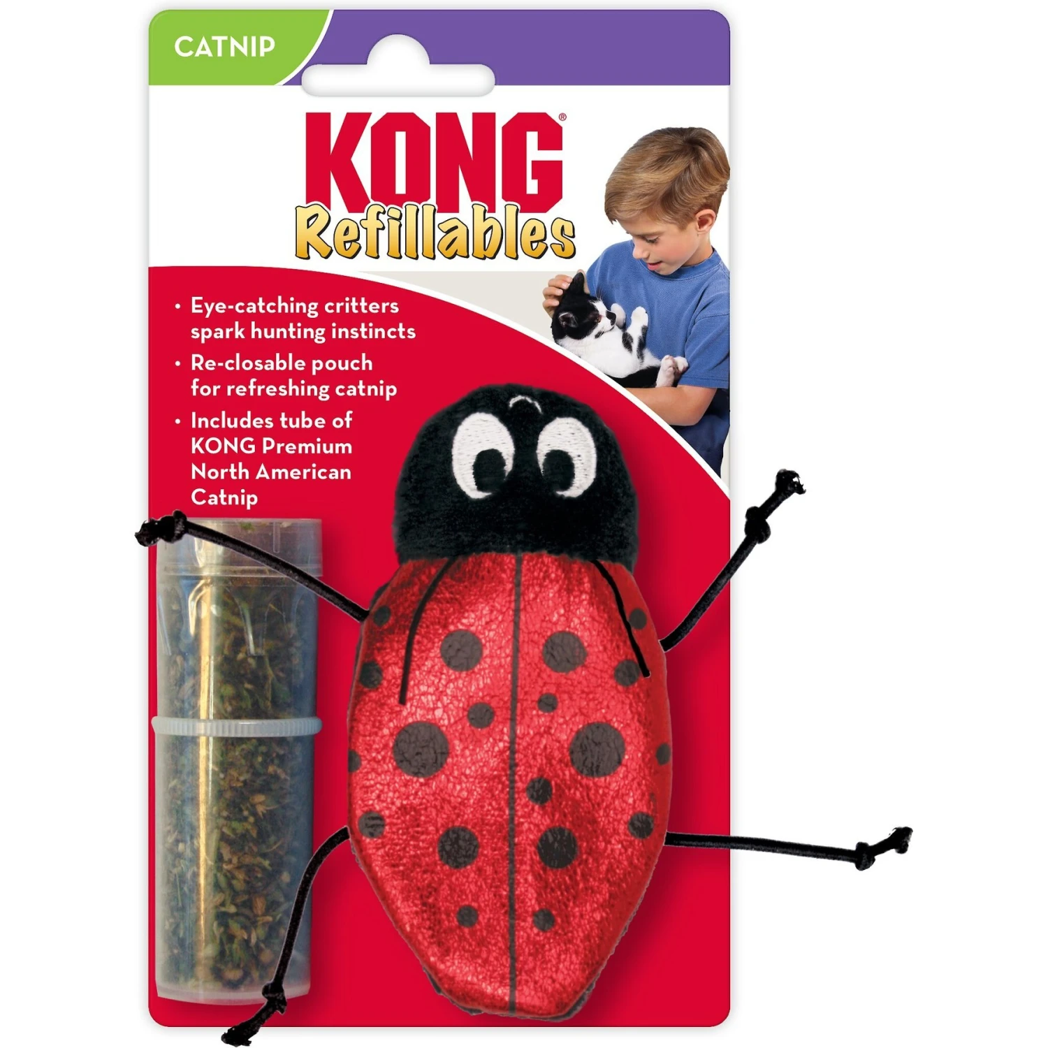 KONG Refillables Ladybug Cat Toy, Red/Black 4 KONG Refillables Ladybug Cat Toy, Red/Black - Image 4