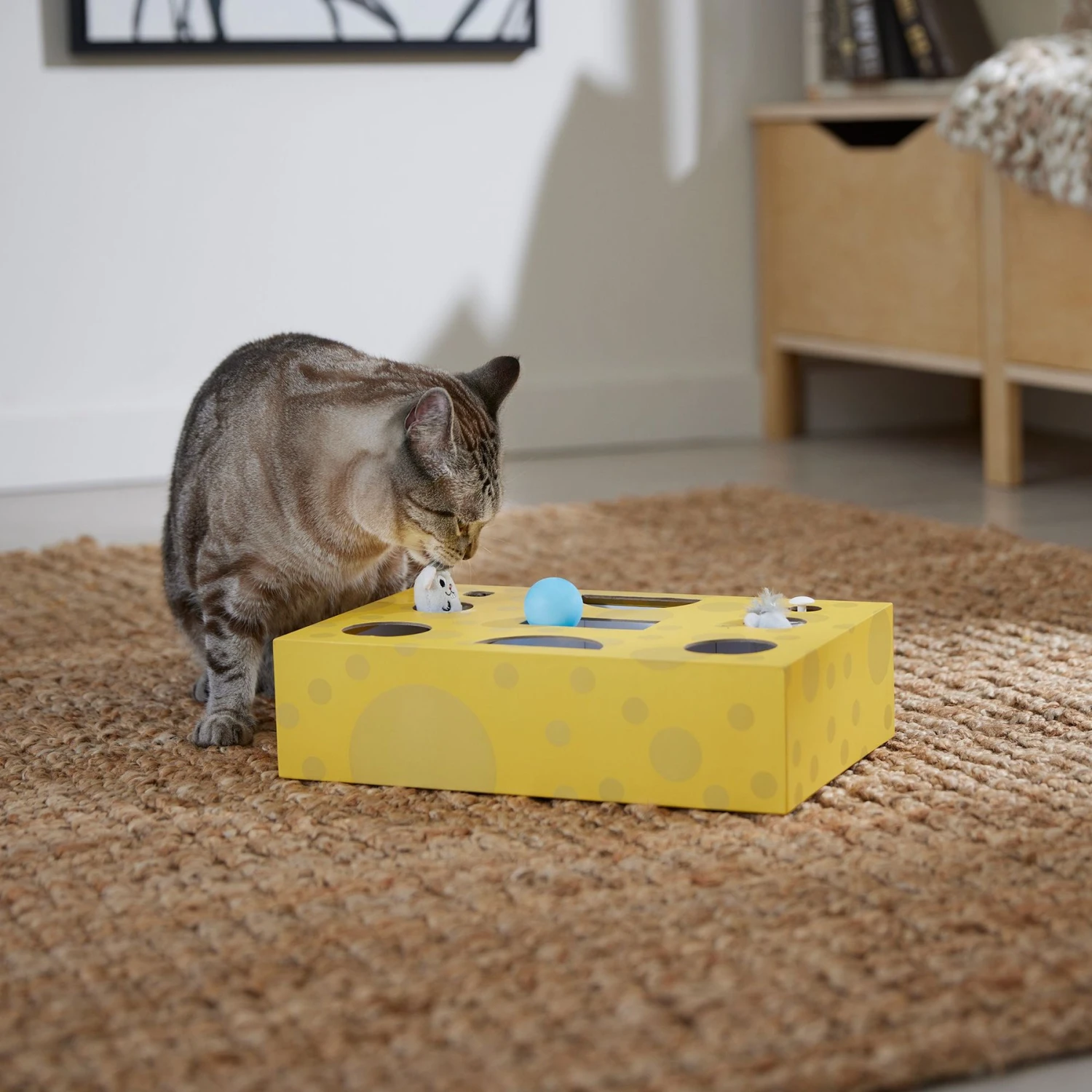 Frisco Cheese Interactive Maze Cardboard Cat Toy Box With Catnip 5 Frisco Cheese Interactive Maze Cardboard Cat Toy Box With Catnip - Image 5