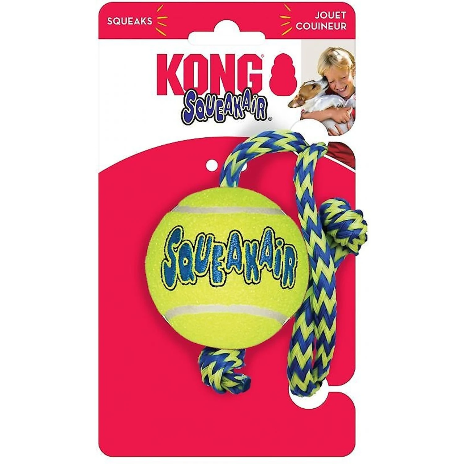 KONG AirDog Squeakair Ball With Rope Dog Toy 3 KONG AirDog Squeakair Ball With Rope Dog Toy - Image 3