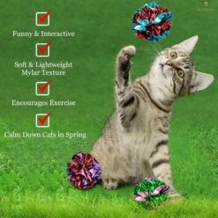 SunGrow Interactive Colorful Indoor Cat & Ferret Mylar Crinkle Balls & Chase Toy, 2-in, 24 Count -Kong Sales 616582 PT3. AC SS1800 V1672337767