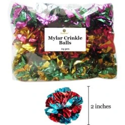 SunGrow Interactive Colorful Indoor Cat & Ferret Mylar Crinkle Balls & Chase Toy, 2-in, 24 Count -Kong Sales 616582 PT6. AC SS1800 V1673973772