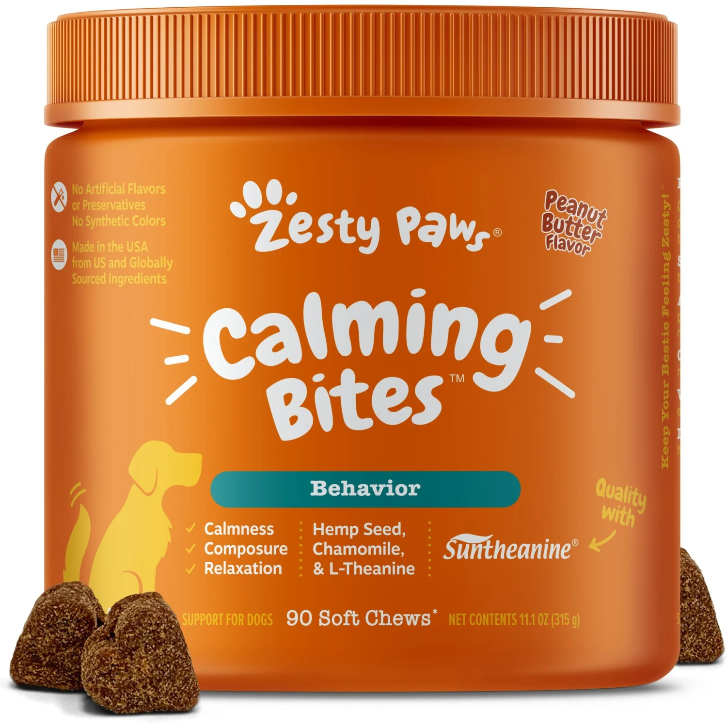 Zesty Paws Hemp Calming Bites Peanut Butter Flavored Soft Chews Composure & Relaxation Supplement For Dogs & KONG Floppy Knots Dog Toy, Fox 2 Zesty Paws Hemp Calming Bites Peanut Butter Flavored Soft Chews Composure & Relaxation Supplement For Dogs & KONG Floppy Knots Dog Toy, Fox - Image 2