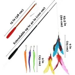 SunGrow Feather Teaser Wand & Fishing Pole Interactive Toy For Indoor Cat & Dog, 11 Count -Kong Sales 684822 PT3. AC SS1800 V1694455089