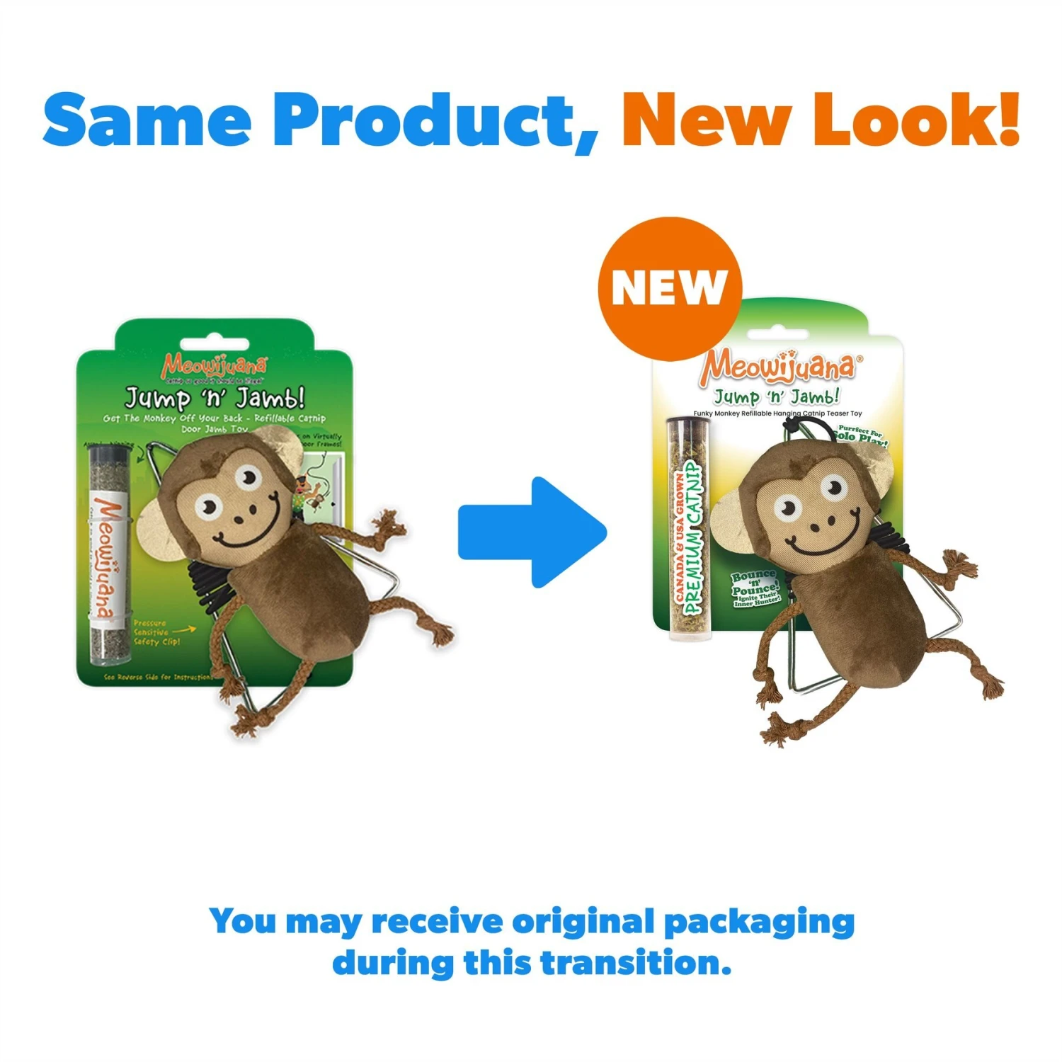 Meowijuana Jump 'n' Jamb Get The Monkey Off Your Back Refillable Swinging Door Jamb Cat Toy 2 Meowijuana Jump 'n' Jamb Get The Monkey Off Your Back Refillable Swinging Door Jamb Cat Toy - Image 2