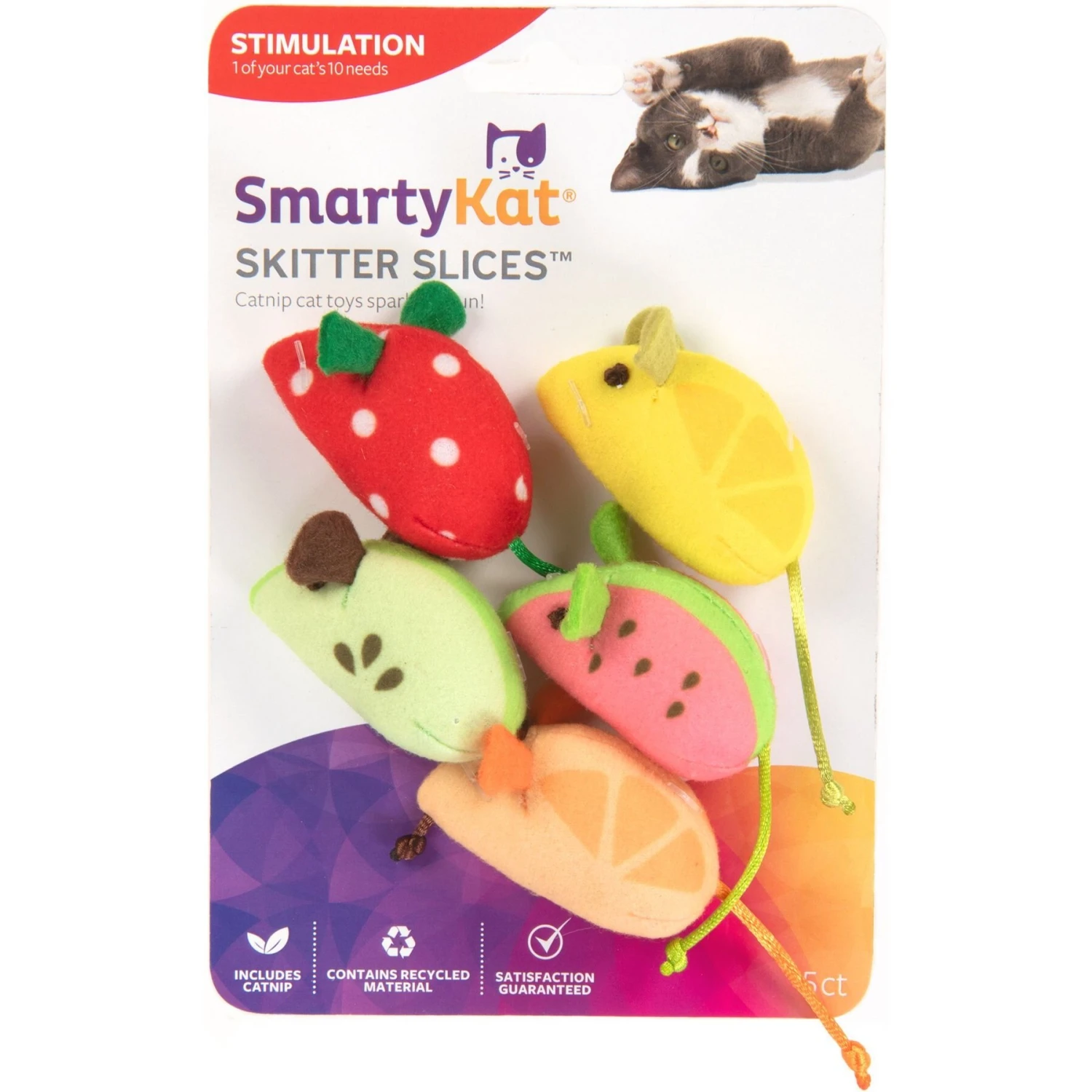 SmartyKat Skitter Slices Plush Cat Toy With Catnip, 5 Count 2 SmartyKat Skitter Slices Plush Cat Toy With Catnip, 5 Count - Image 2