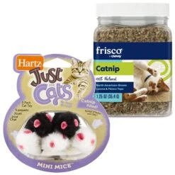 Frisco Natural Catnip & Hartz Just For Cats Mini Mice Cat Toy With Catnip, 5 Count