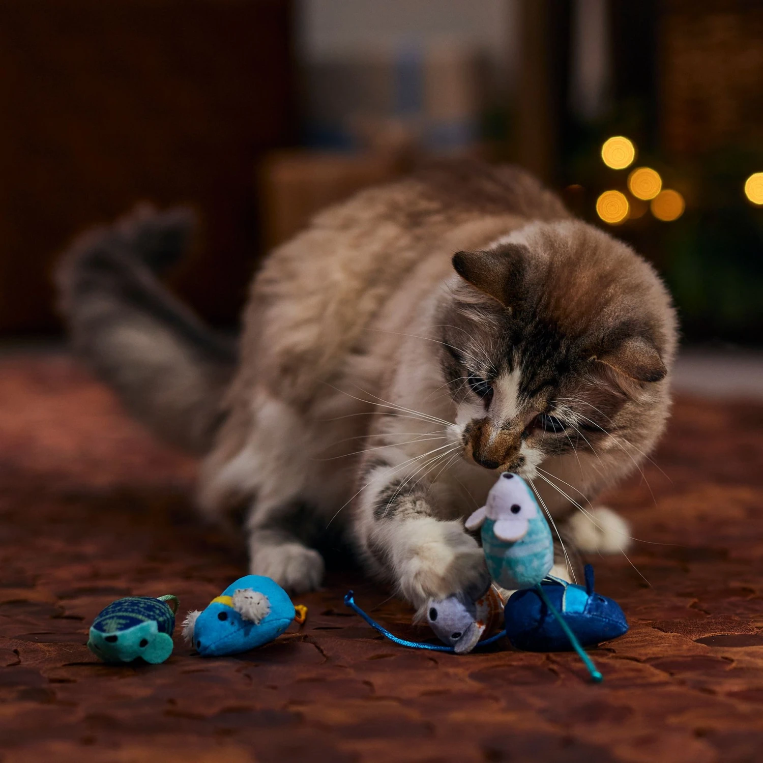 Frisco Holiday Festive Arctic Blues Mice Plush Cat Toy With Catnip 3 Frisco Holiday Festive Arctic Blues Mice Plush Cat Toy With Catnip - Image 3