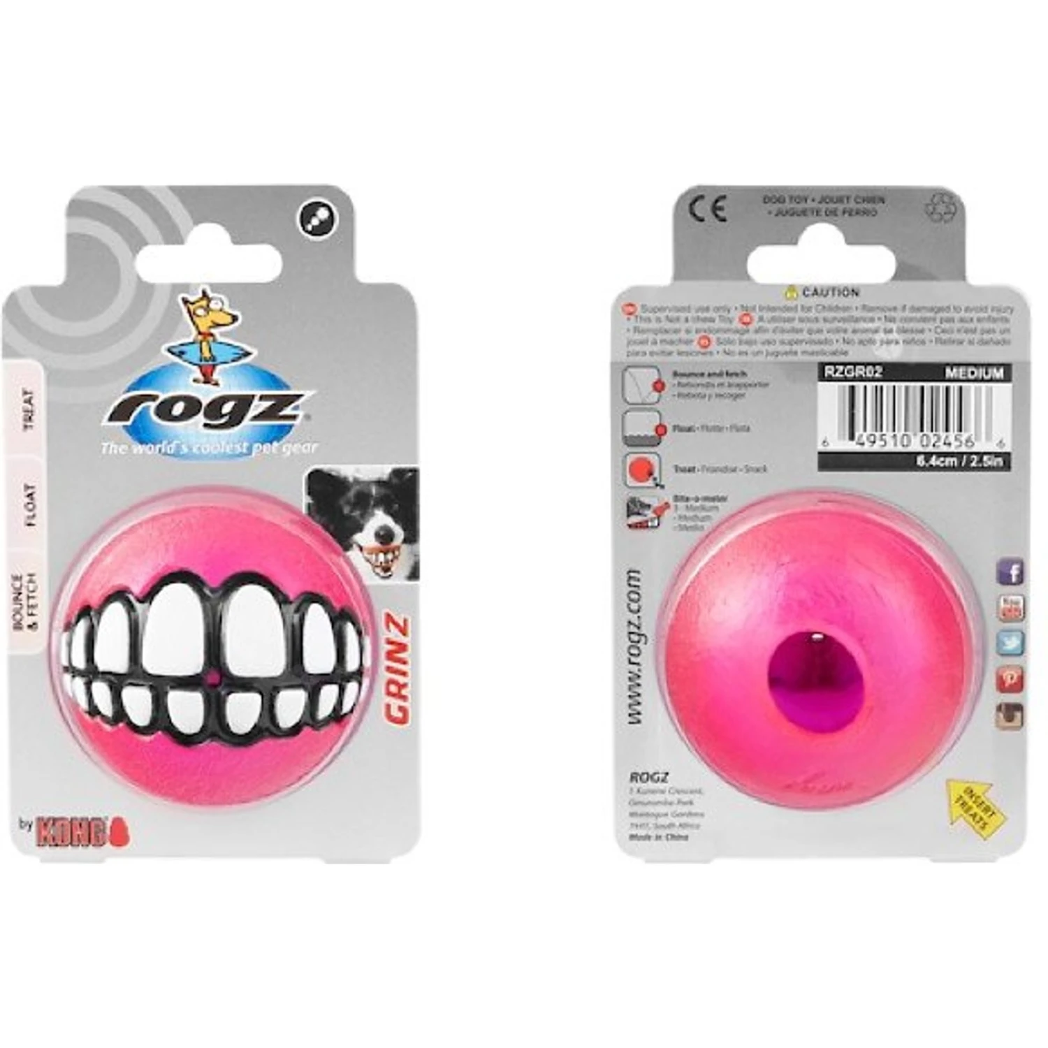 ROGZ By KONG Grinz Treat Ball Dog Toy, Color Varies 6 ROGZ By KONG Grinz Treat Ball Dog Toy, Color Varies - Image 6